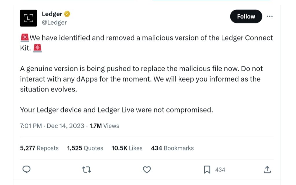 Ledger hacked, Ledger Hacked: User Wallets Looted Through Poisoned dApp Code