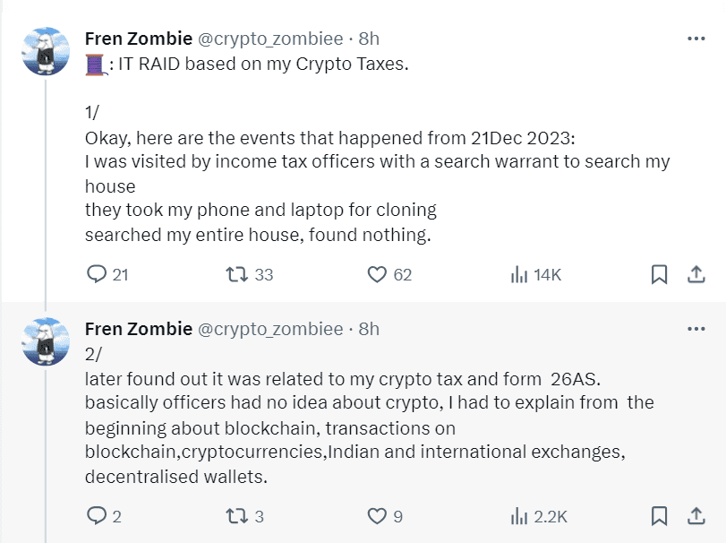 Despite paying cryptocurrency taxes, one Indian trader faced harassment and trouble in the hands of income tax authorities. 