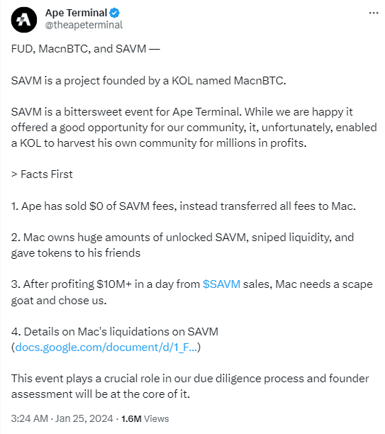 MacnBTC and Ape Terminal exchange blows. 