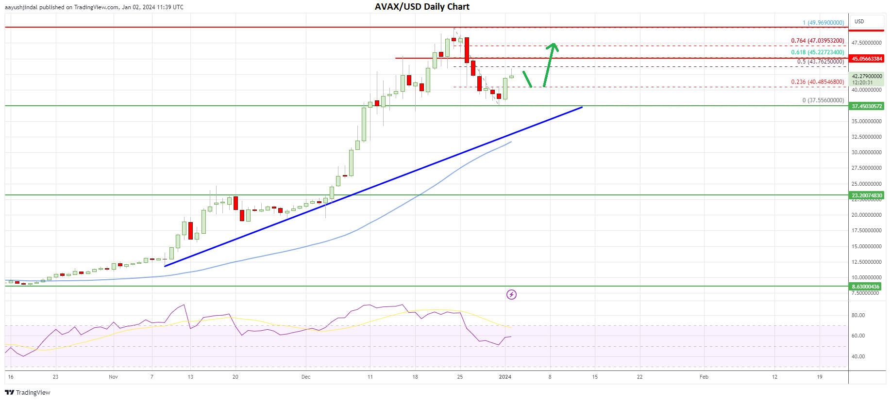 AVAX price daily chart | Source: AVAXUSD on TradingView.com