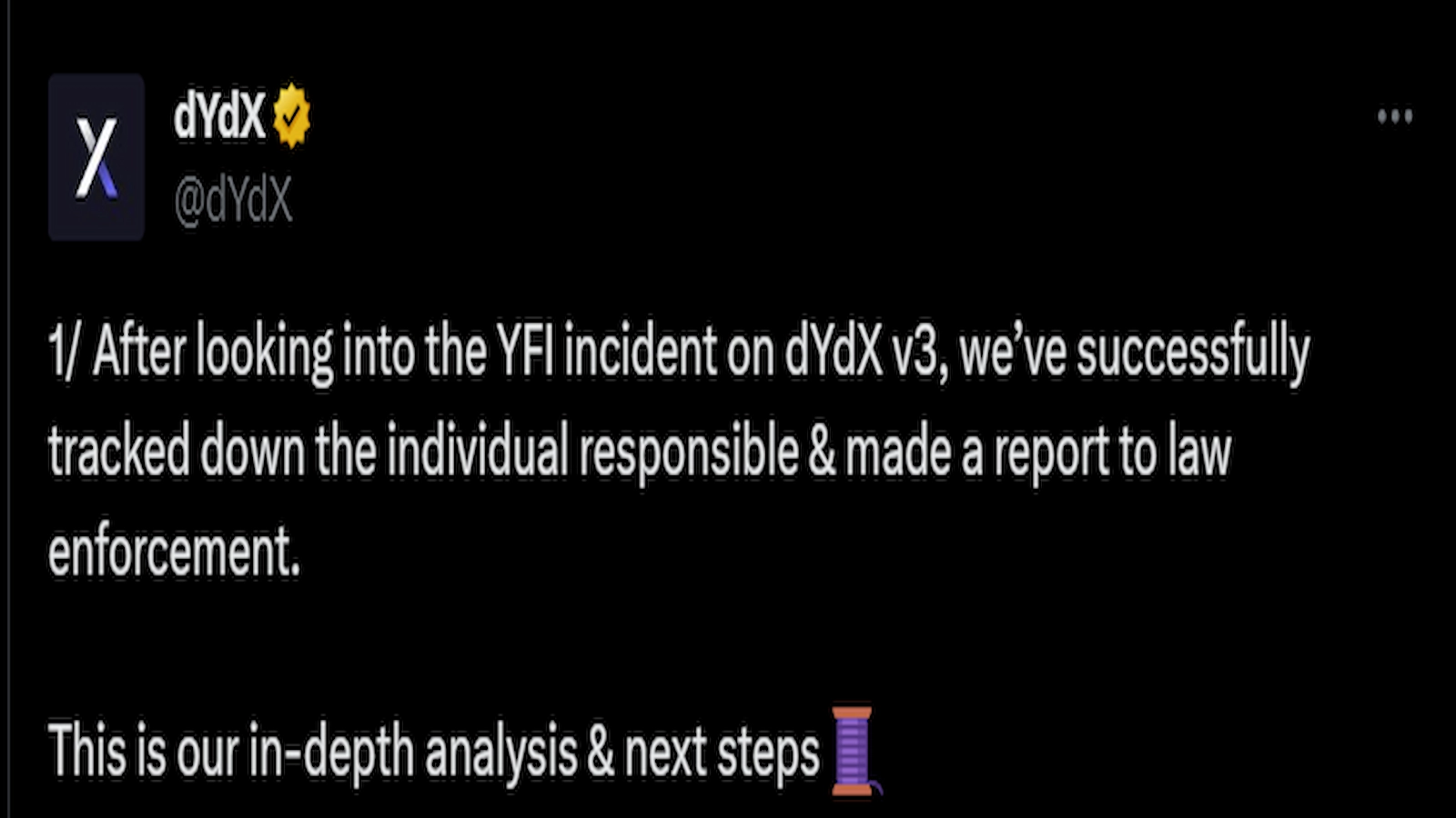 DYDX Price bearish after attack