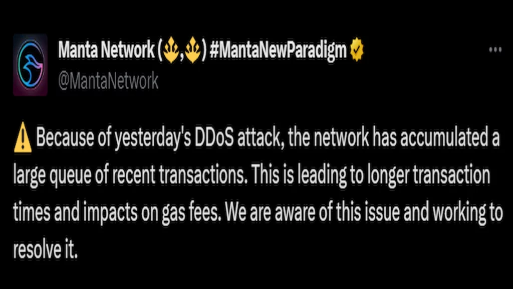 Manta Network token airdrop DDoS Attack