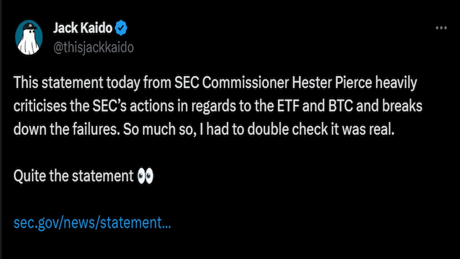 Pierce statement on Bitcoin spot ETF approved