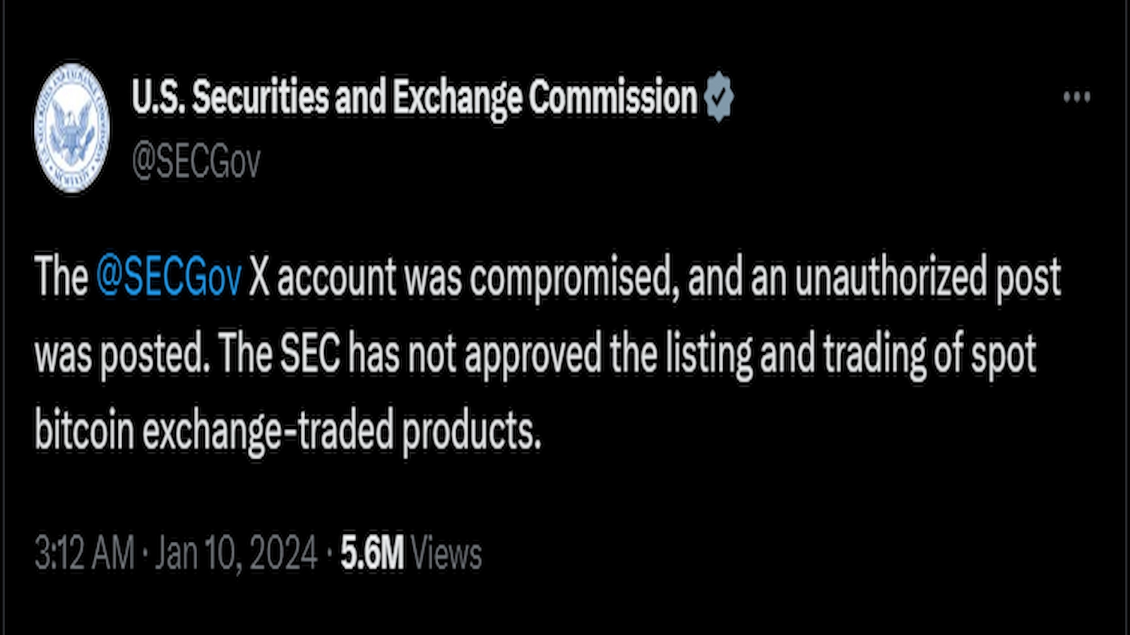 Gary Gensler said the X (formerly Twitter) account of the SEC was compromised to post fake news about spot Bitcoin ETF approval. 