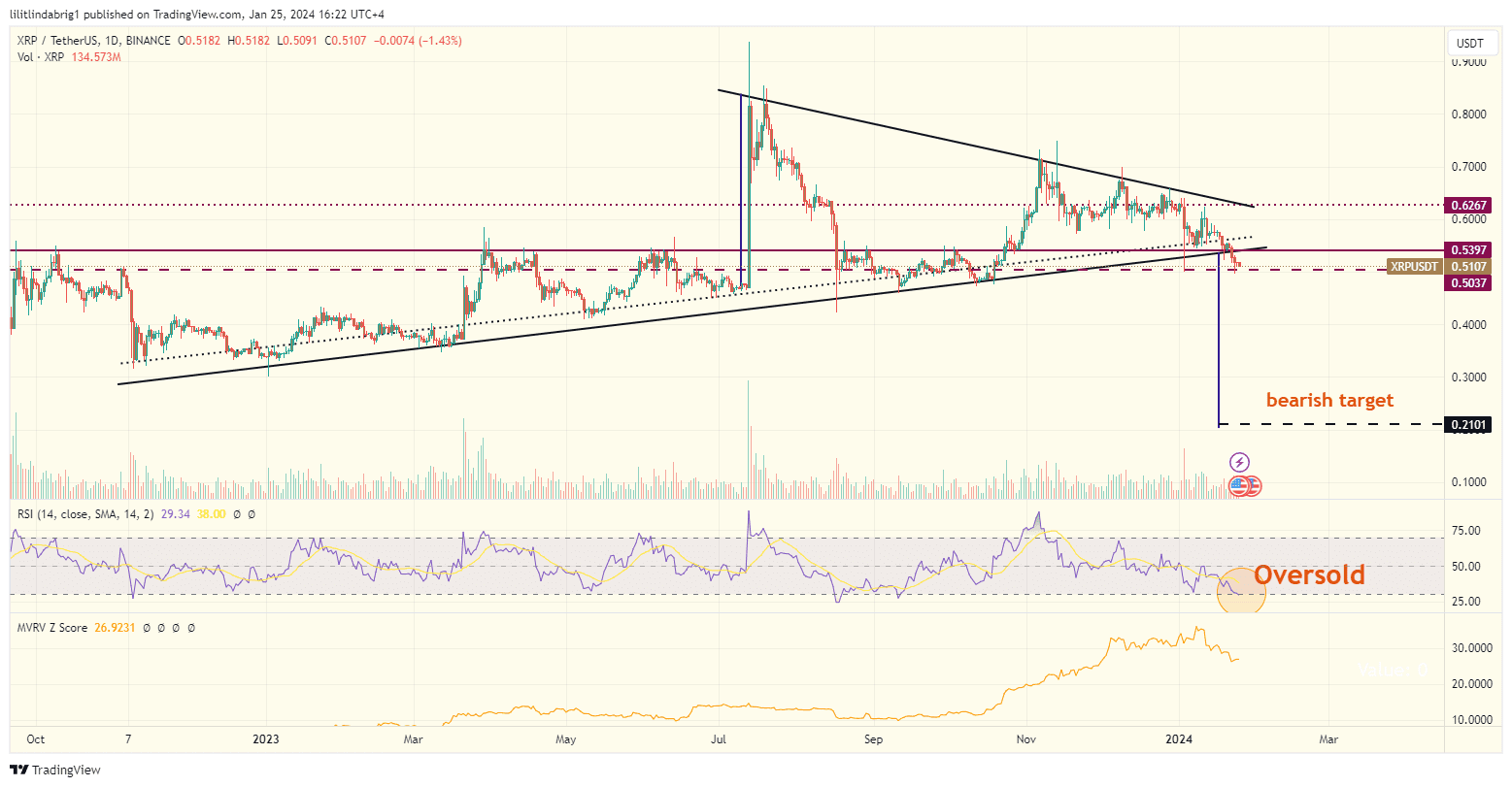 XRP Price on Jan 25. Source: TradingView