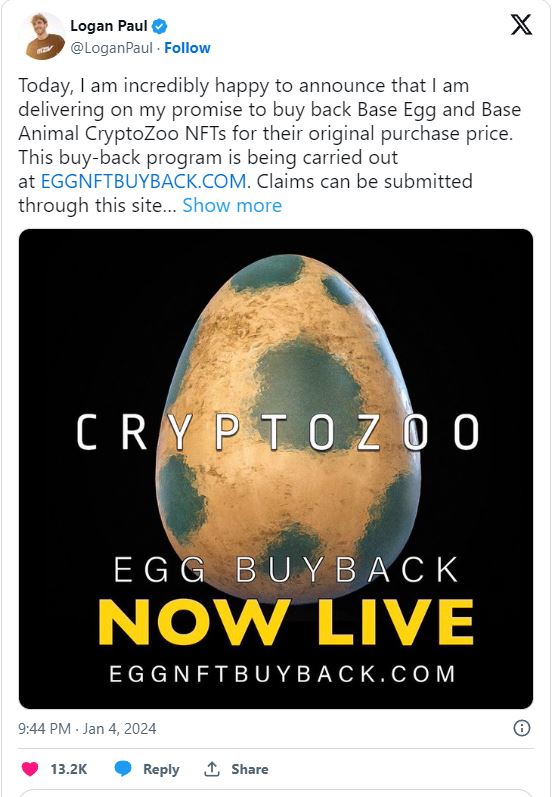 Cryptozoo buyback
