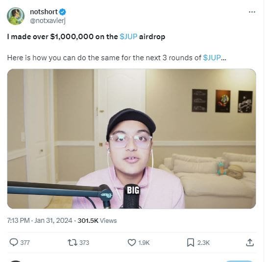 Jupiter(JUP) crypto Millionaire