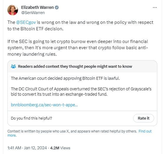 Senator warren tweet sEC