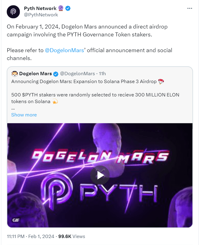 Pyth Network's Native Token PYTH has rallied around 30% after a series of recent partnerships and network improvements