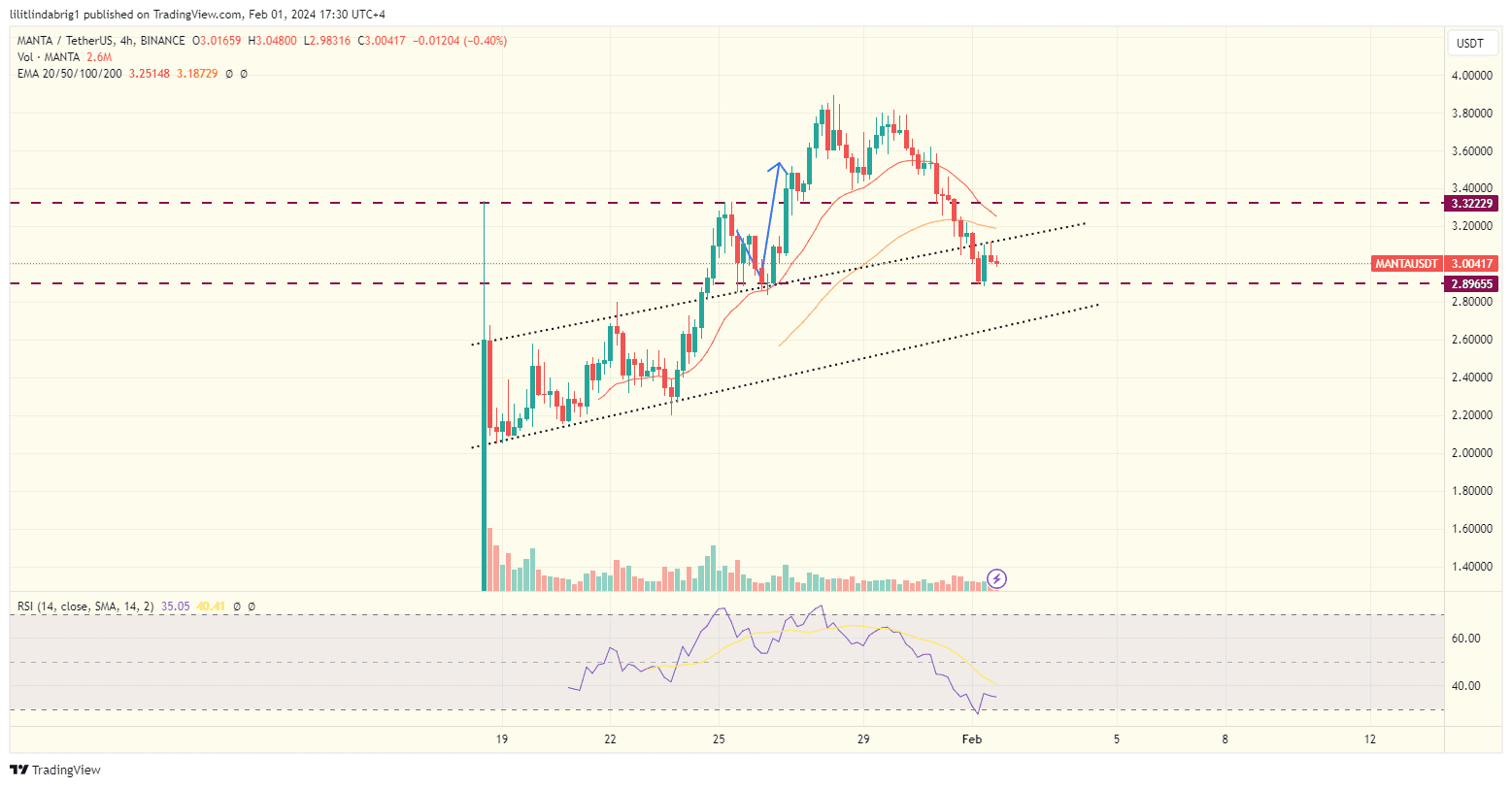 Manta Network (MANTA) price action. 