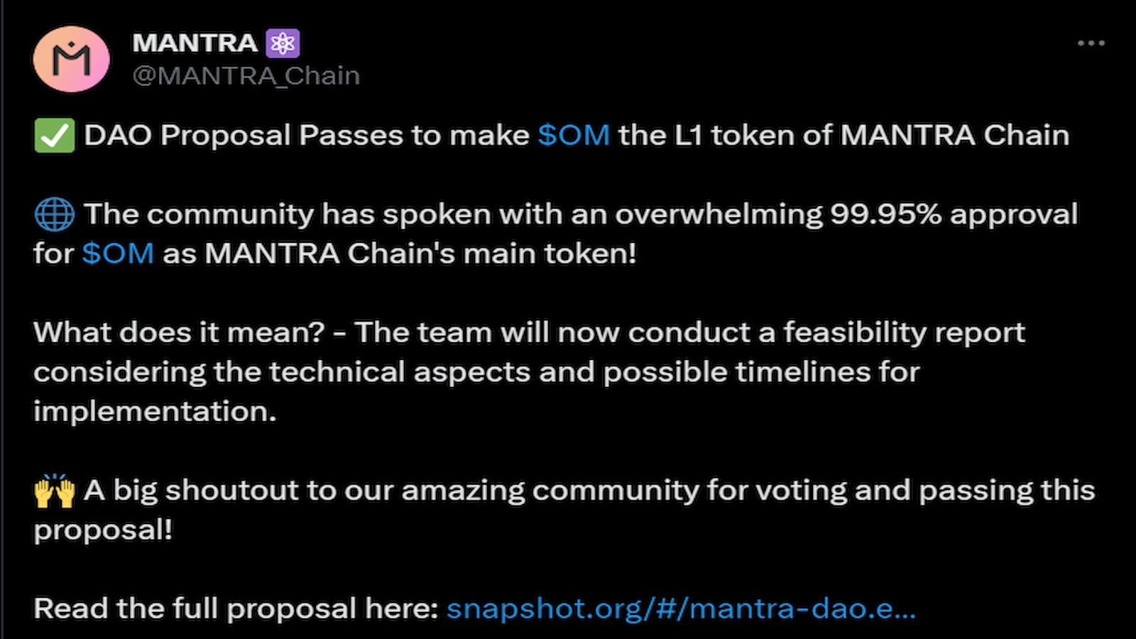 Mantra Network OM token adoption