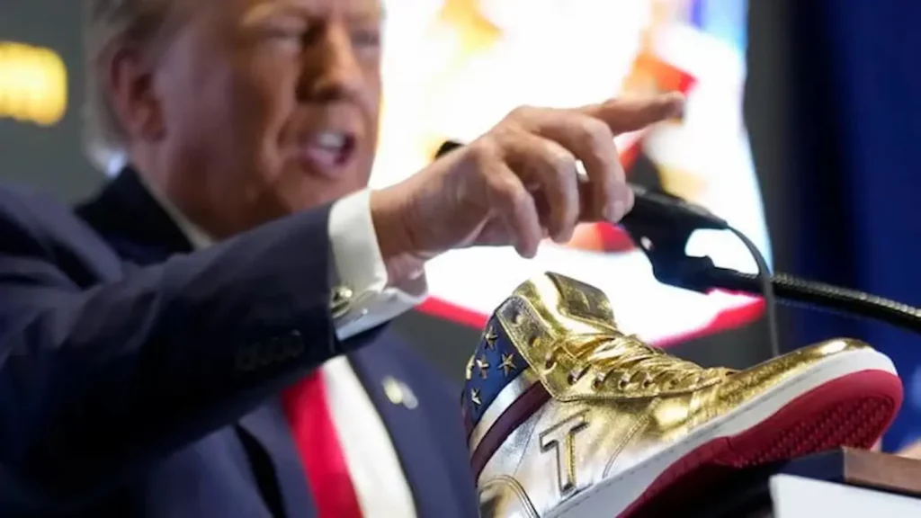 Trumps $400 Gold Sneakers Bought with Polygon (MATIC) and Option2Trade (O2T) Coins