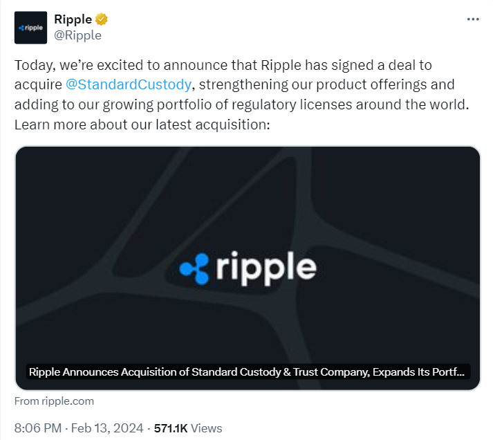 Ripple will acquire Standard Custody & Trust Company which specializes in digital assets for enterprises. XRP price to surge?