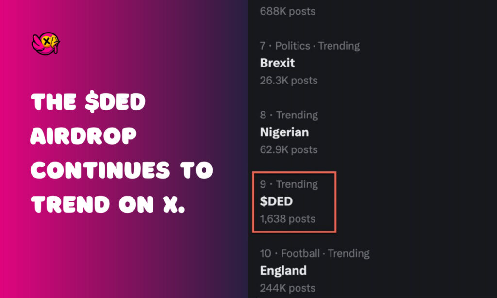 , DED Trends on Twitter After Memecoin Snapshot Announcement