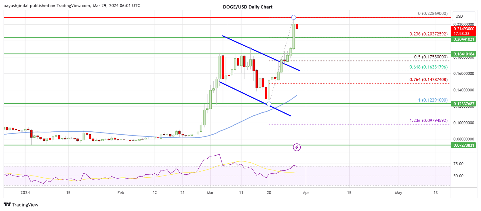 Dogecoin price daily chart