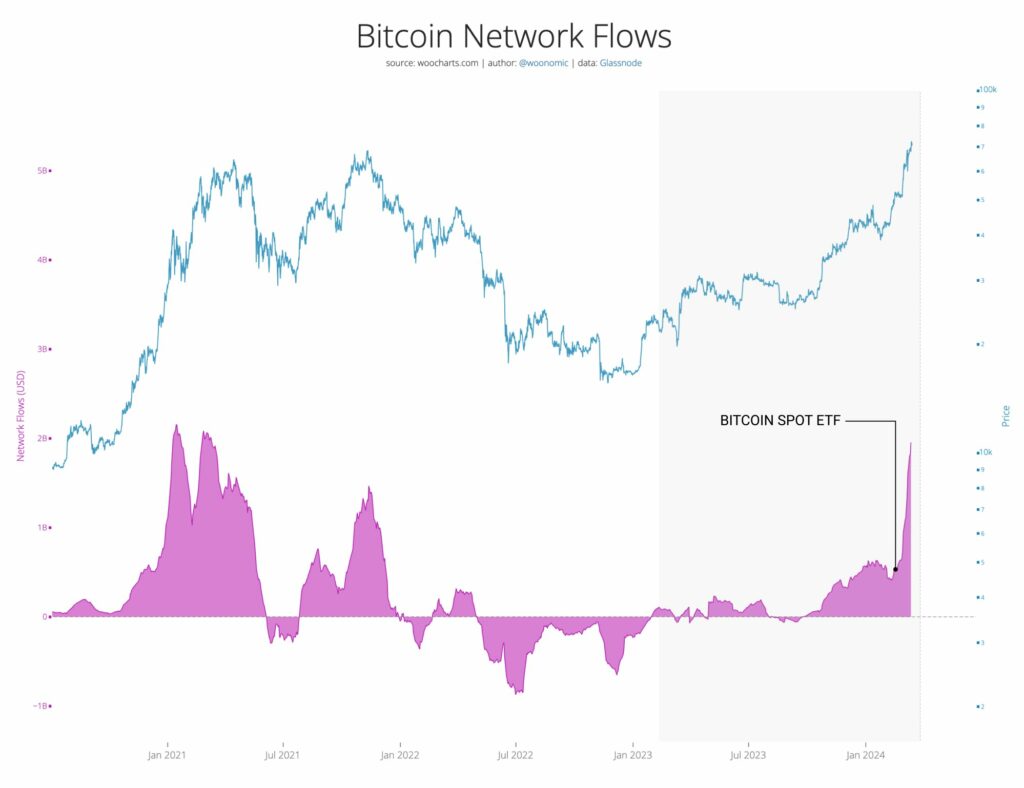 Bitcoin network flows