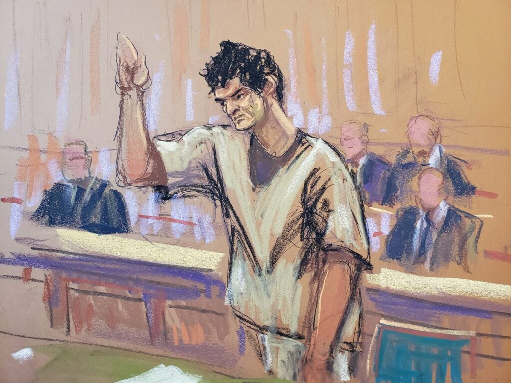 SBF depicted in courtroom