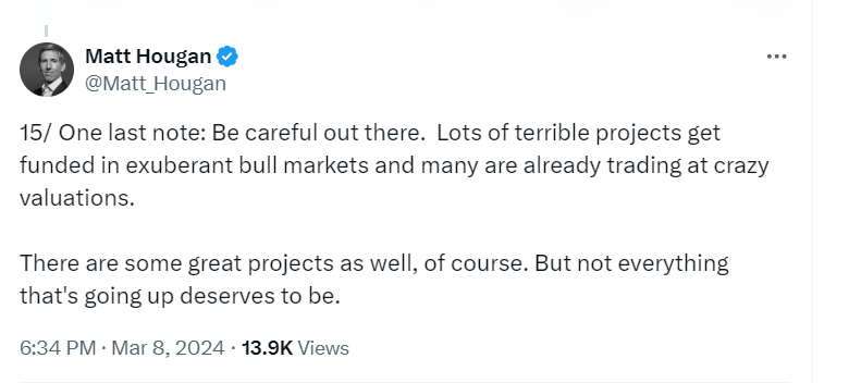 Matt Hougan's Warning on Project Valuations in Bull Market