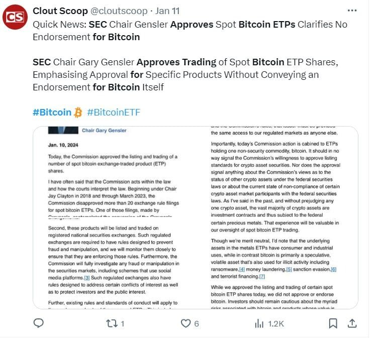 SEC Approves Trading of Spot Bitcoin