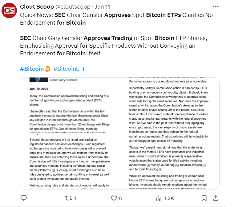 SEC Approves Trading of Spot Bitcoin 