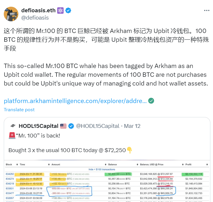 Upbit's Cold Wallet Activity Exposed: The Case of 'Mr. 100'