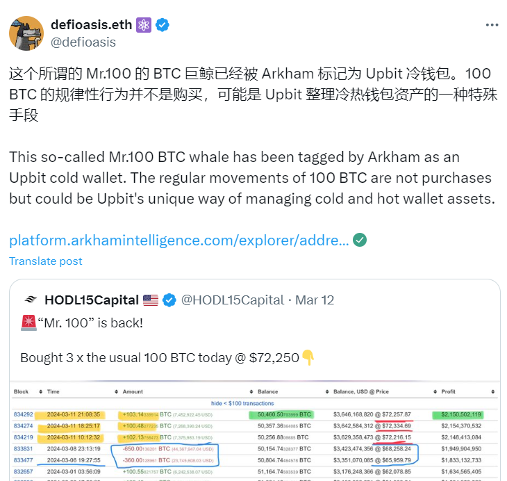Upbit's Cold Wallet Activity Exposed: The Case of 'Mr. 100'