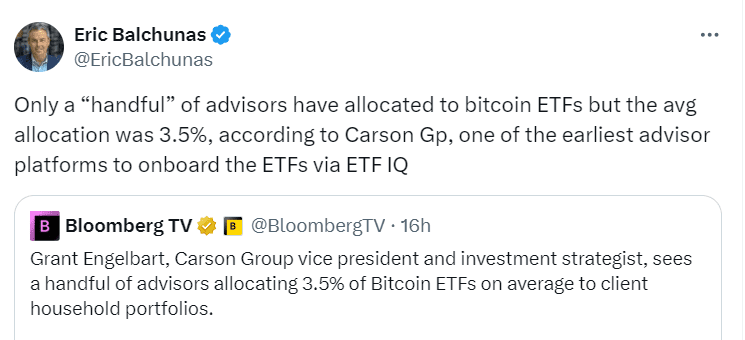 Bitcoin ETF Allocation Trends by Eric Balchunas