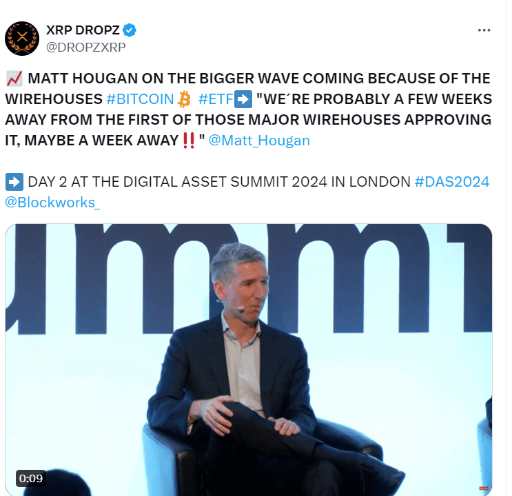 "Hougan's Forecast: Wirehouses to Fuel Bitcoin ETF Wave" – Sourced from XRP DROPZ on X