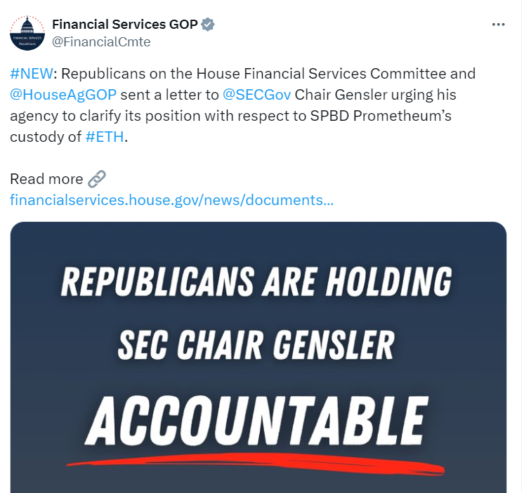 
"SEC Oversight Callout by House Republicans" – Financial Services GOP Tweet