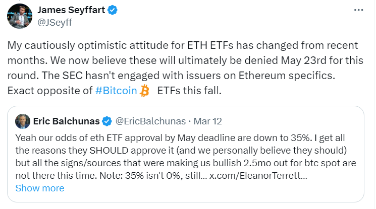 Ether ETFs: A Reversal of Fortune? - Seyffart's Tweet