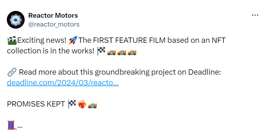 Ethereum NFT Movie, Ethereum NFT Movie Reactor Motors Revs Up with &#8220;Taken&#8221; Director Pierre Morel