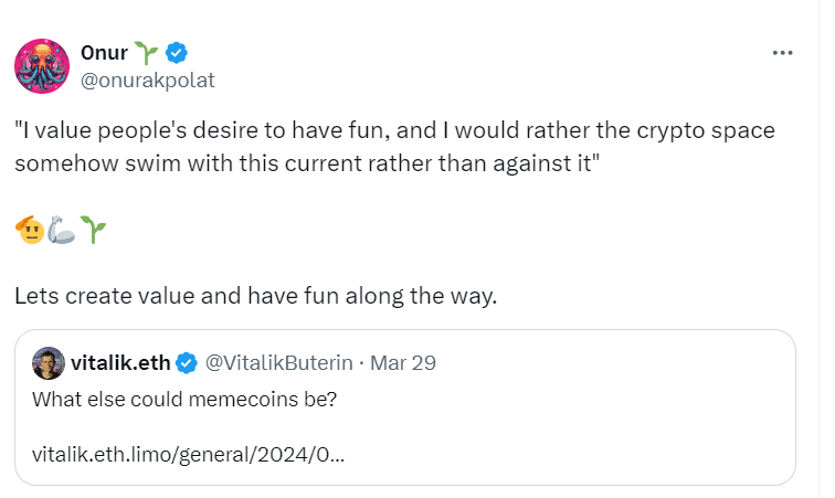 Embracing Fun in Crypto: Vitalik Buterin on the Potential of Memecoins