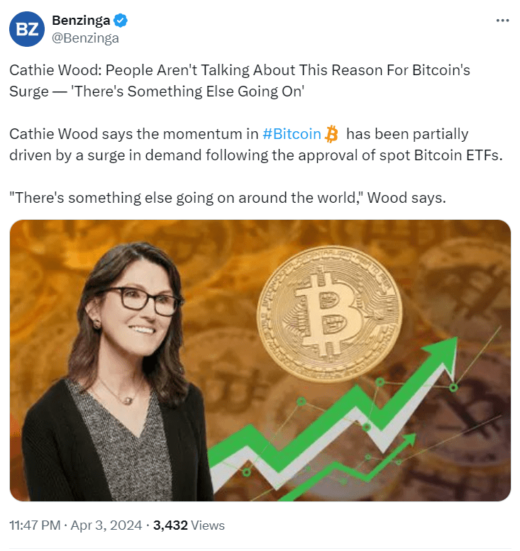 Wood Unveils Overlooked Drivers of Bitcoin's Rise - Benzinga Report