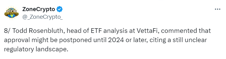 ETF Delay Forecast by VettaFi's Analyst — ZoneCrypto Update