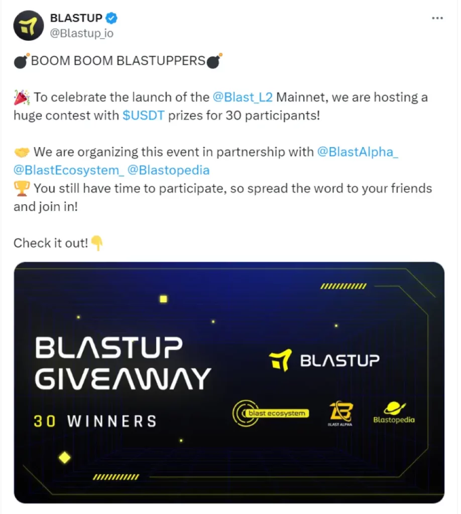 BlastUP, Epic Growth, 100X Potential: Excitement Builds for Blast&#8217;s New Launchpad