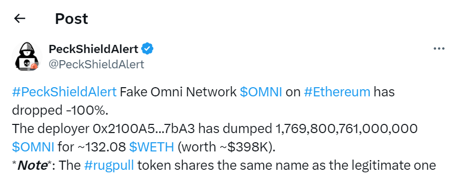 Omni Network (OMNI), Omni Network (OMNI) Token Debuts Amid Market-Wide Pullback