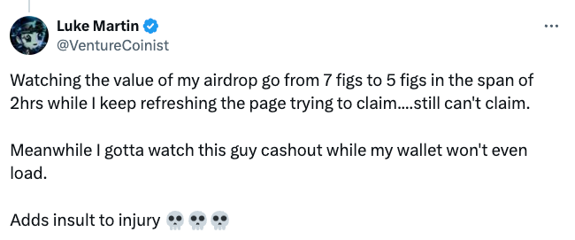 Frustration Over Airdrop Glitches - Source:  Luke Martin