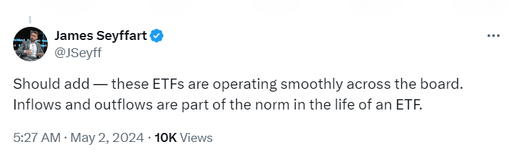 ETF Stability Assurance by James Seyffart - Twitter