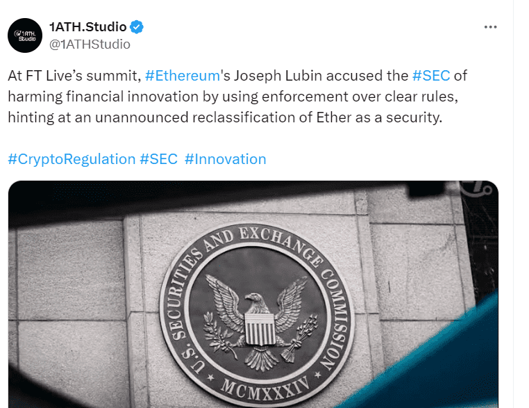 "SEC vs. Ethereum at FT Live: A Regulatory Clash" - Photo by 1ATH.Studio