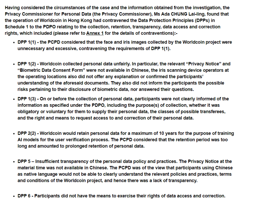 Worldcoin's Data Retention Criticized by PCPD"
Source: Privacy Commissioner for Personal Data (PCPD)