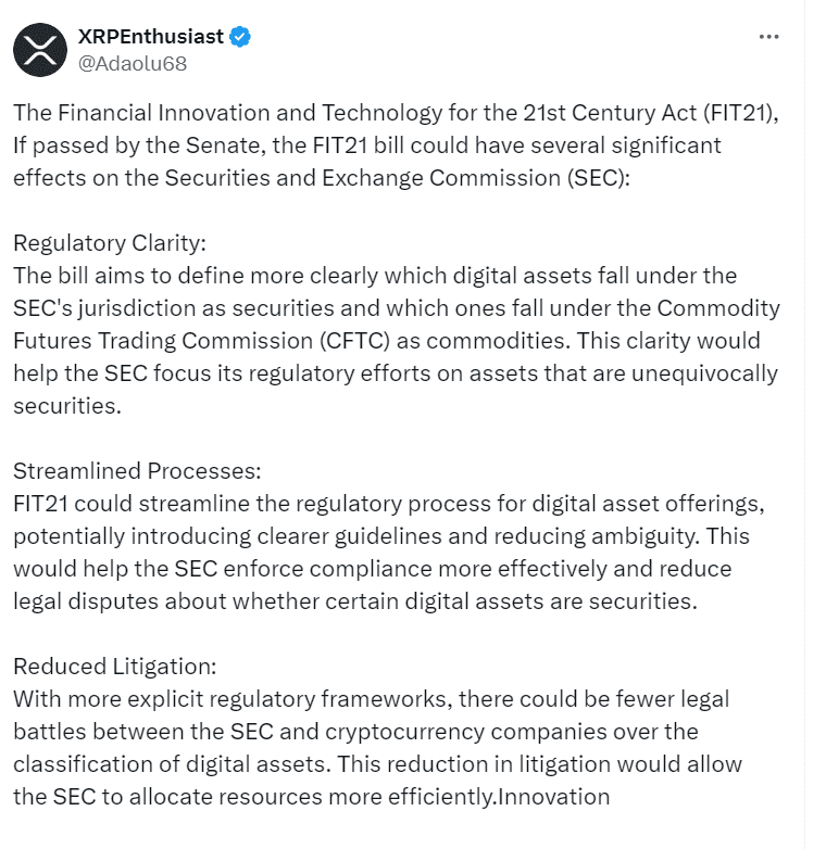 Impact of FIT21 Bill on SEC - Source: