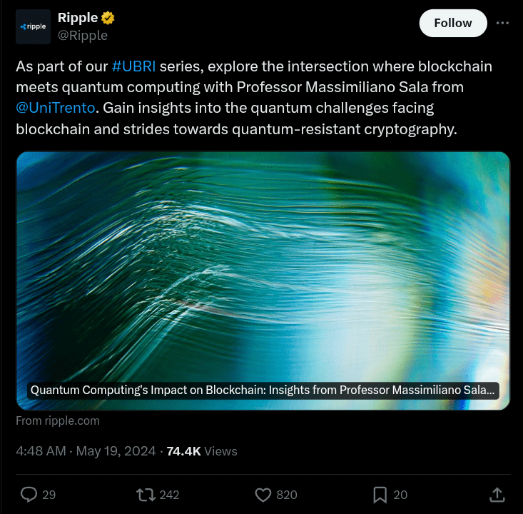 Ripple shared insights into Quantum computing