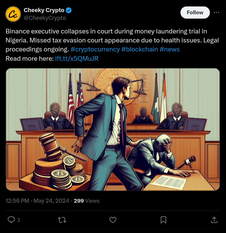 Binance executive collapsed in the court