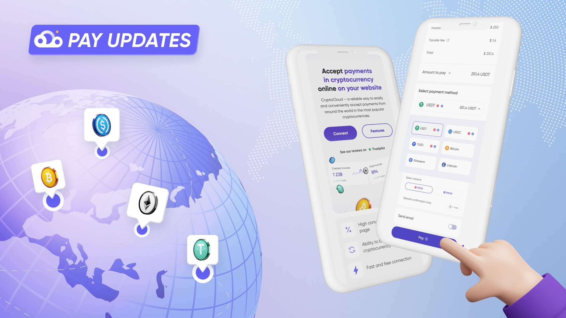 , Cryptocurrency Gateway CryptoCloud Released a Major Update: Accelerating Transactions, Automatic USDT Conversion, AML Check and Brand Guide