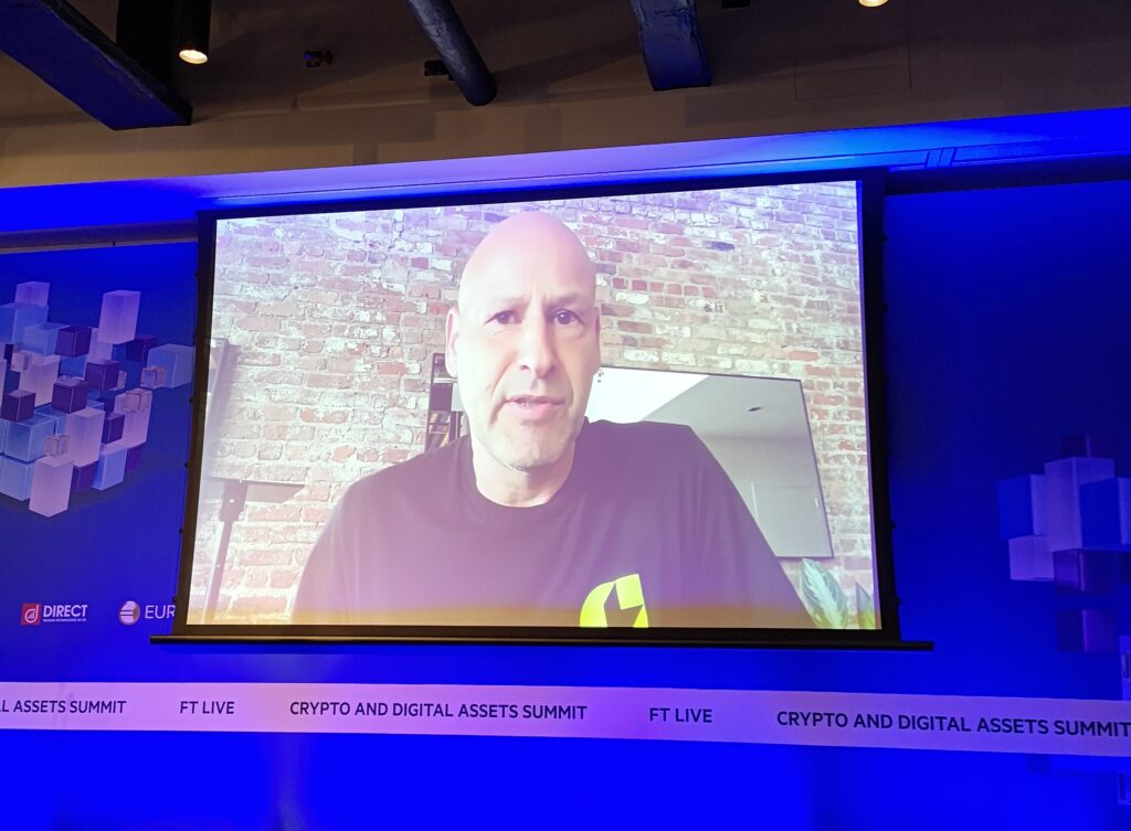 Ethereum co-founder and Consensys CEO Joseph Lubin joined the event virtually. Source: Gareth Jenkinson
