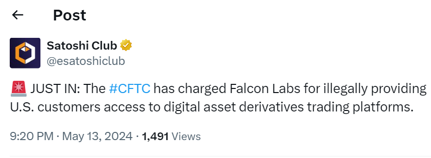 CFTC Crackdown on Unregistered Crypto Brokerage Falcon Labs
