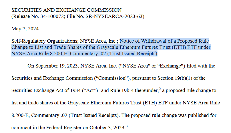 Ethereum Futures ETF, Grayscale Withdraws 19b-4 Filing for Ethereum Futures ETF, Shifts Focus to XRP