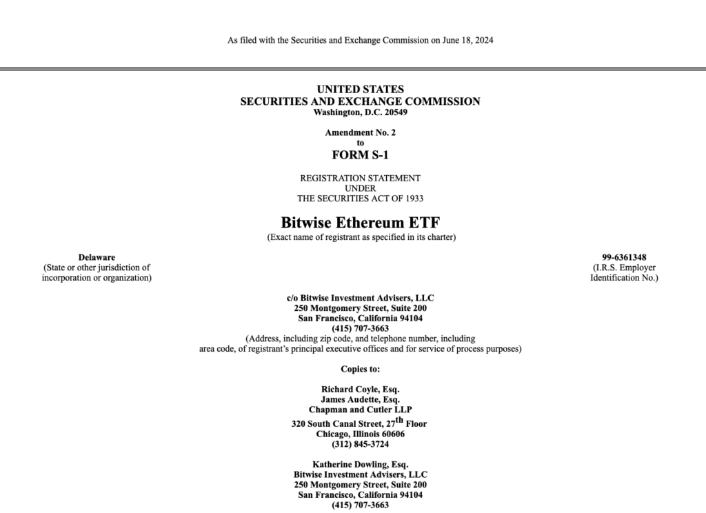 Bitwise’s Form S-1 filing. Source: SEC
