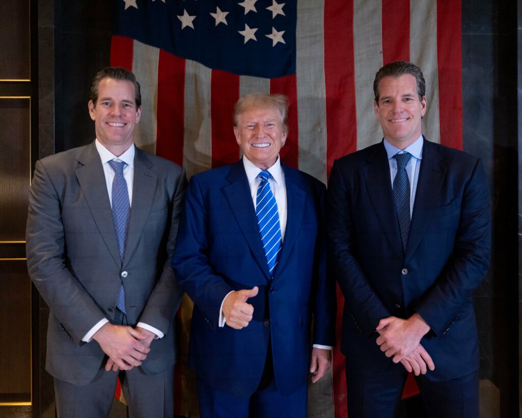 Trump with Winklevoss Twins After Bitcoin Donation
Source: Twitter @tyler