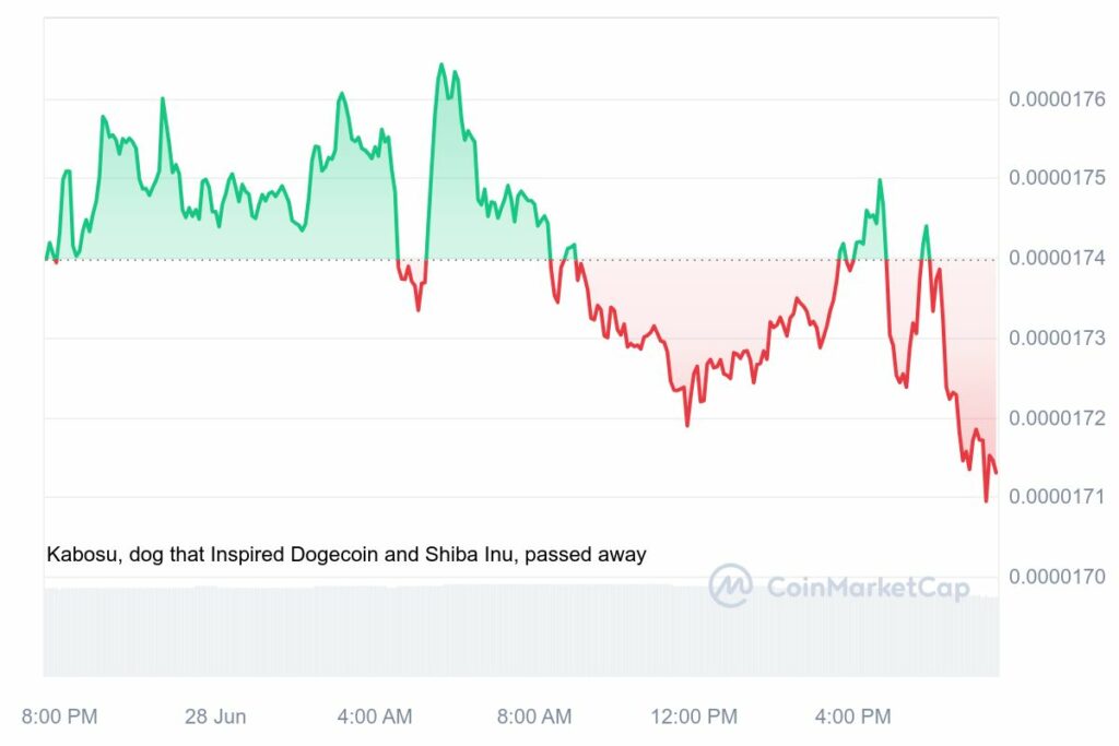 Shiba Inu Price Drop After News
Source: CoinMarketCap